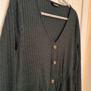 BloomChic Dark Green Ribbed Knit Top